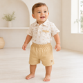 Sol & Olas Sandy Palms Polo & Shorts Set – Ivory & Beige