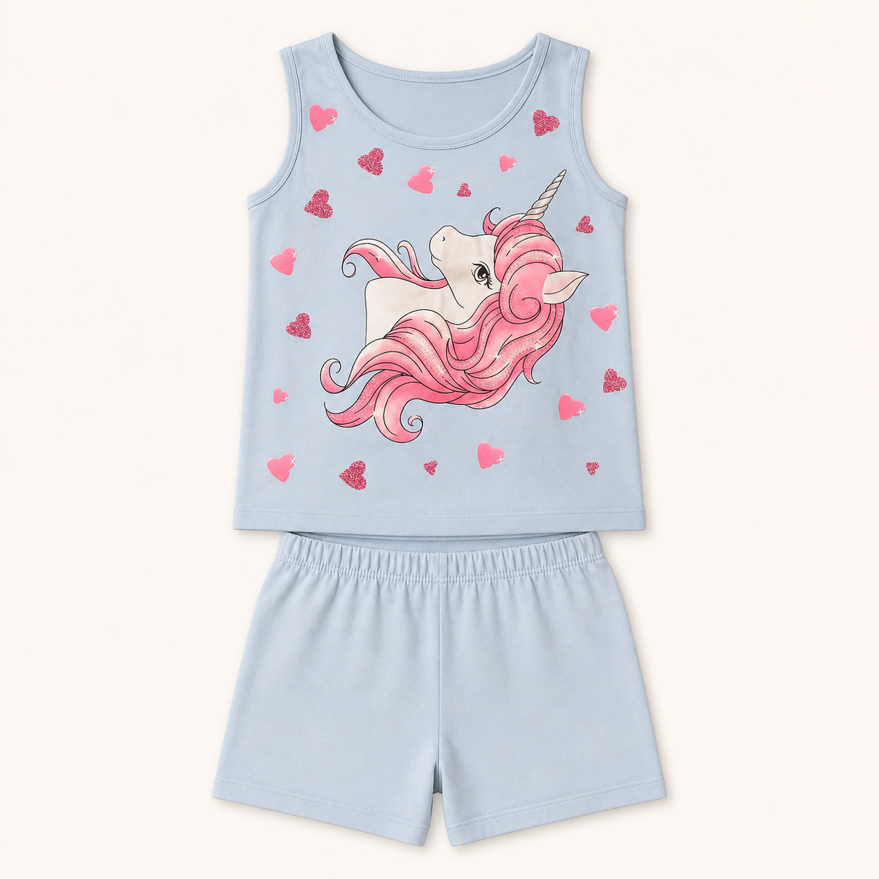 Dreamy Unicorn Top & Shorts Set – Powder Blue