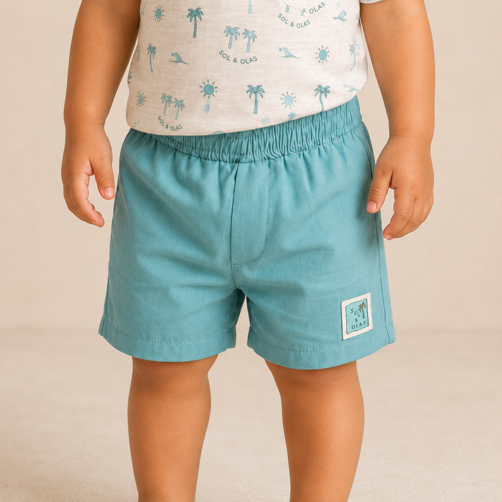 Sol & Olas Tropical Breeze Polo & Shorts Set – Sand Beige